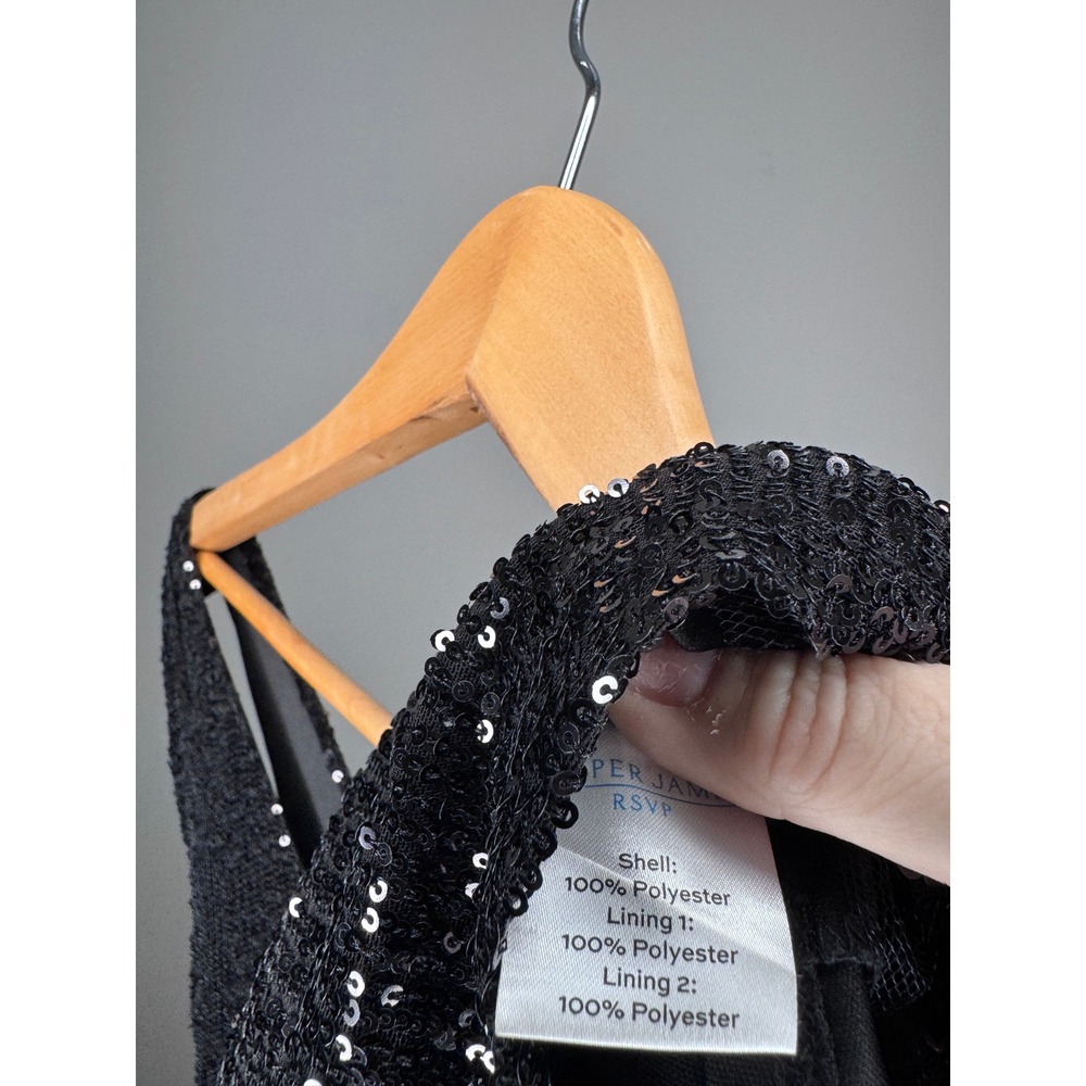 Draper James RSVP Black Sequin V-Neck Fit and Flare Cocktail Dress Womens 10 - Picture 4 of 5